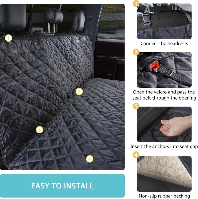 comwish Truck Dog Seat Cover for Pickup Back Seat | Mesh Window & Seat Belt | 100% Waterproof Dog Hammock for Car Safe Travel with Side Door Protectors | Non-Slip, Scratchproof Pet Rear Seat Cover - Image 5